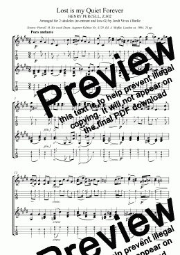 page one of H. Purcell - Lost is my Quiet Forever, Z.502 (Arr. for re-entrant and low-G ukuleles), Op. 35f