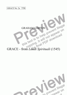 page one of GRACE - No.2a of 252 GARTON GRACES Mainly for  Female Voices but sometimes Mixed. 'GRACE - from Laudi Spirituali (1545)' for TTB a cappella