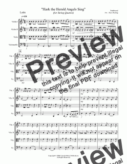 page one of Jazz Christmas Carol - Hark the Herald Angels Sing (String Quartet)