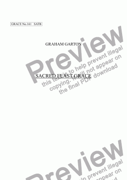 page one of GRACE - No.161 of 252 GARTON GRACES Mainly for  Female Voices but sometimes Mixed. 'SACRED FEAST GRACE' for SATB a cappella