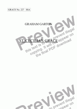 page one of GRACE - No.227 of 252 GARTON GRACES Mainly for  Female Voices but sometimes Mixed. 'ST. CECILIA’S GRACE' for SSA a cappella