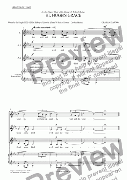 page one of GRACE - No.56 of 252 GARTON GRACES Mainly for  Female Voices but sometimes Mixed. 'ST. HUGH’S GRACE' for SAA a cappella