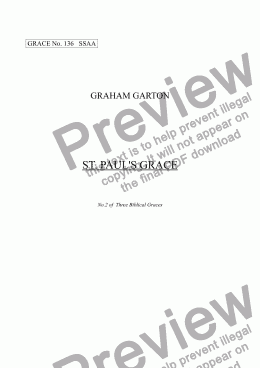 page one of GRACE - No.136 of 252 GARTON GRACES Mainly for  Female Voices but sometimes Mixed. 'ST. PAUL’S GRACE' No.2 of 3 Biblical Graces for SSAA a cappella