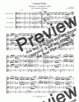 page one of Polka - Clarinet Polka (for Saxophone Quartet SATB)