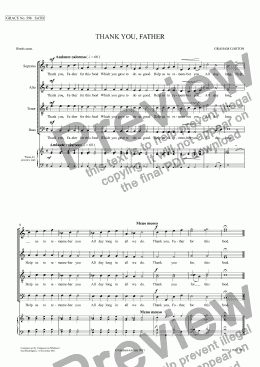 page one of GRACE - No.59b of 252 GARTON GRACES Mainly for  Female Voices but sometimes Mixed. ' THANK YOU, FATHER' Version for SATB a cappella