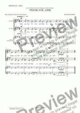 page one of GRACE - No.123 of 252 GARTON GRACES Mainly for  Female Voices but sometimes Mixed. 'THANK YOU, GOD' for SSAA a cappella