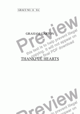 page one of GRACE - No.16 of 252 GARTON GRACES Mainly for  Female Voices but sometimes Mixed. 'THANKFUL HEARTS' for SA a cappella