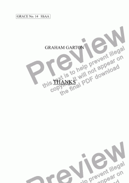 page one of GRACE - No.14 of 252 GARTON GRACES Mainly for  Female Voices but sometimes Mixed. ’THANKS’ for SSAA a cappella