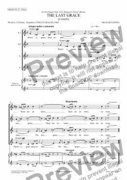 page one of GRACE - No.97 of 252 GARTON GRACES Mainly for  Female Voices but sometimes Mixed. .THE LAST GRACE' for SSAA a cappella [Canon]