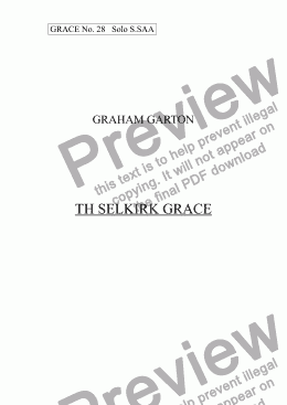 page one of GRACE - No.28 of 252 GARTON GRACES Mainly for  Female Voices but sometimes Mixed. 'THE SELKIRK GRACE' for SAA a cappella