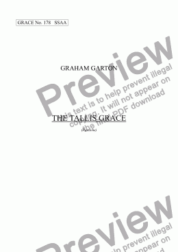 page one of GRACE - No.178 of 252 GARTON GRACES Mainly for  Female Voices but sometimes Mixed. 'THE TALLIS GRACE' for SSAA a cappella [Pastiche]