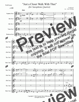 page one of Dixieland - A Closer Walk With Thee (Saxophone Quartet SATB or AATB)