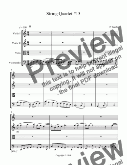 page one of String Quartet #13, movement 2