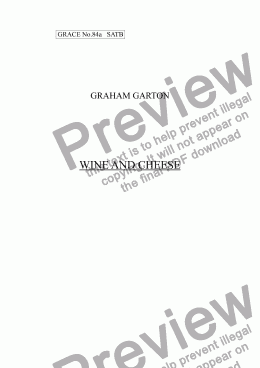 page one of GRACE - No.84a of 252 GARTON GRACES Mainly for  Female Voices but sometimes Mixed. 'WINE AND CHEESE' for SATB a cappella