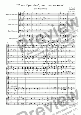 page one of Come if you dare, our trumpets sound (Purcell)