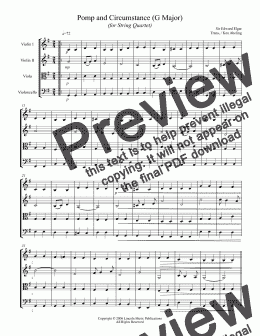 page one of March - Pomp and Circumstance (String Quartet)