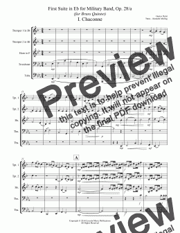 page one of Holst - Suite No. 1 in Eb Movements 1-3 (Brass Quintet)