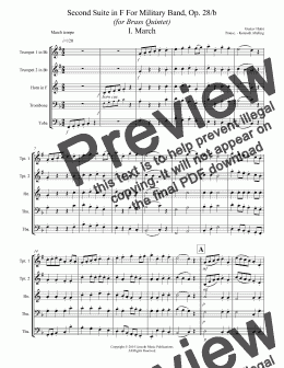 page one of Holst - Suite No. 2 in F Movements 1-4 (Brass Quintet)