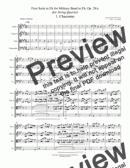 page one of Holst - Suite No. 1 in Eb Movements 1-3 (String Quartet)