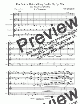 page one of Holst - Suite No. 1 in Eb Movements 1-3 (Woodwind Quintet)