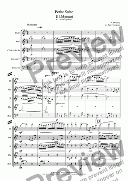 page one of Debussy: Petite Suite: III.Menuet (wind quintet)