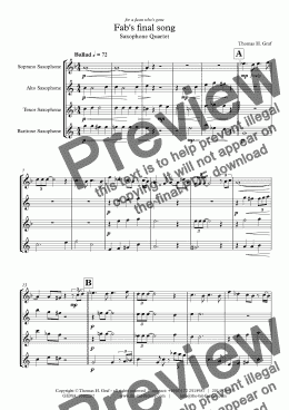 page one of Fab’s final song - Saxophone Quartet