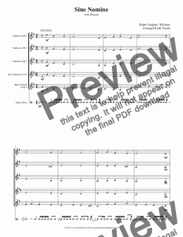 page one of For all the Saints (Sine Nomine) for Clarinet Quintet