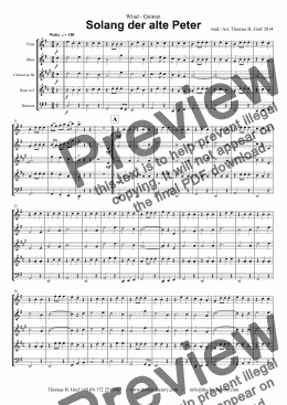 page one of Solang der alte Peter - Wind Quintet