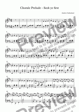 page one of Chorale Prelude - Seek ye first