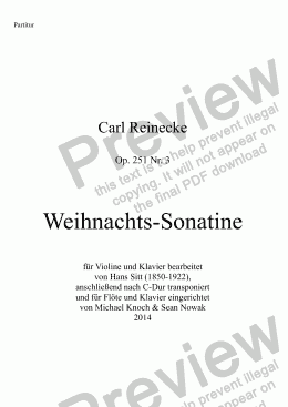 page one of Reinecke, Weihnachts-Sonatine nach op. 251 Nr. 3 (fl, kl) C-Dur