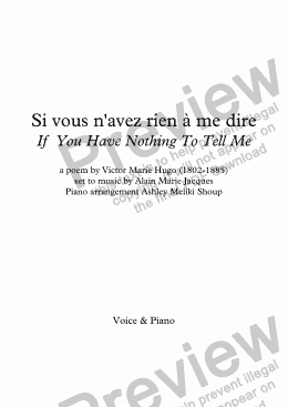 page one of Si vous n’avez rien à me dire (A. Jacques / Victor Hugo)