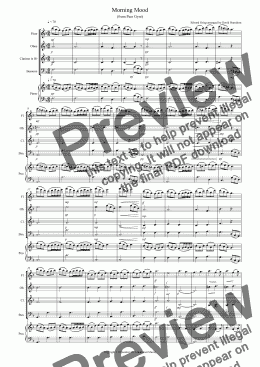 page one of Morning Mood (from Peer Gynt) for Wind Quartet