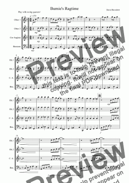page one of Burnie’s Ragtime for Double Reed Quartet