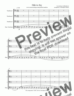 page one of Ode to Joy (Trombone Quartet)