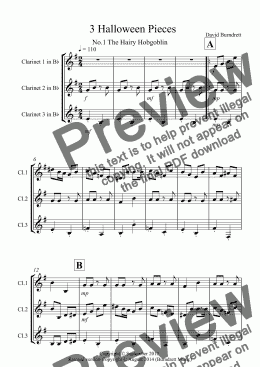 page one of 3 Halloween Pieces for Clarinet Trio