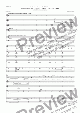 page one of FOUR BENEDICTIONS - IV - THE PEACE OF GOD for SATB Choir (unaccompanied)Words: J. R. Heron