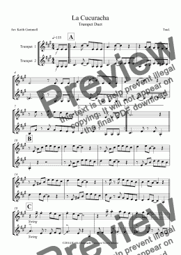 page one of La Cucuracha: Trumpet Duet