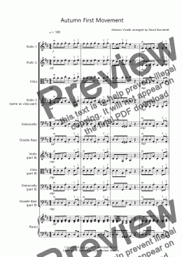 page one of Autumn "Four Seasons" for Beginner and Advanced String Orchestra