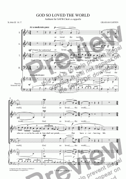 page one of ANTHEM - ’GOD SO LOVED THE WORLD’ for SATB Choir a cappella. Unperformed Student composition. (Overshadowed by Stainer!)