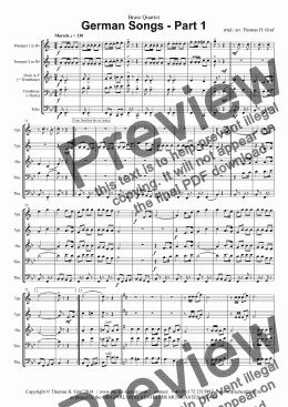 page one of German Songs - Part 1 - Brass Quartet