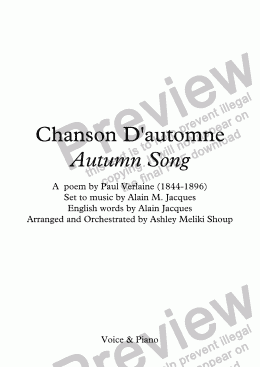 page one of Chanson d’automne (A. Jacques / Verlaine) - bilingual