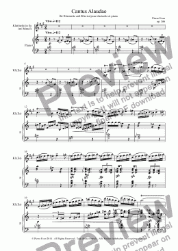 page one of Cantus Alaudae for Clarinet and Piano, op. 56b