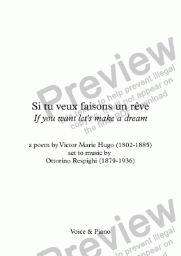 page one of Si tu veux faisons un rêve (Respighi / Victor Hugo)