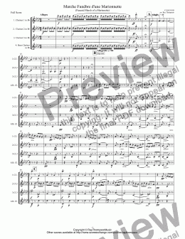 page one of Gounod: Marche Funèbre d’une Marionnette (Funeral March of a Marionette) (Hitchcock TV Theme) arr. clarinet quartet