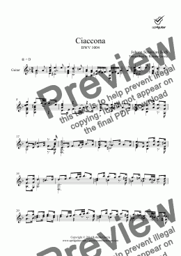 page one of Ciaccona BWV 1004 for solo guitar