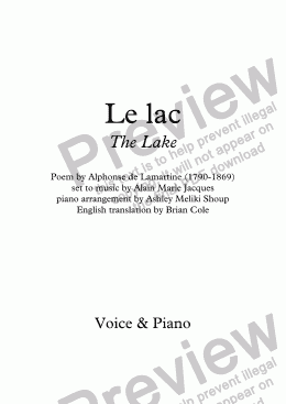 page one of Le lac (A. Jacques / Lamartine) - bilingual