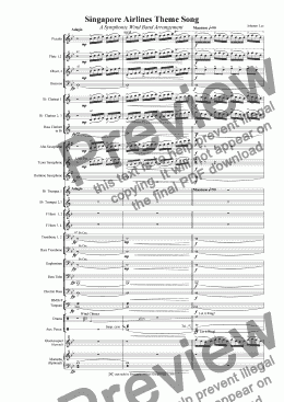 page one of SIA Theme Song ( A symphonic band Arrangement)