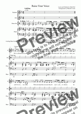 page one of Raise Your Voice (School Choir. Full Score)