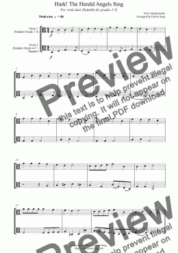 page one of Hark! The Herald Angels Sing (for viola duet, suitable for grades 1-5)