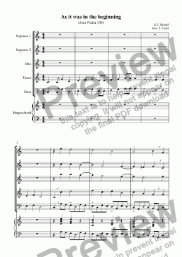 page one of As it was in the beginning (Händel)